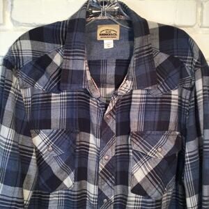 Roebuck & Co. Blue Plaid Western Pearl Snap Shirt sz XXL